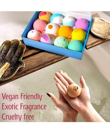 Enrich Organics Bath Bombs Gift Set - 12 PC Shea & Coco Butter Fizzies with Pure Essential Oils - Handmade Natural Bath Bombs for Her, Kids, Wife, Girlfriend & Daughter - Buy Online on GoSupps.com