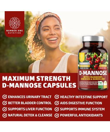 2-Pack Premium D Mannose with Cranberry & Dandelion 1350mg - UTI & Bladder Health Support | 240 Veg Caps - Buy Online on GoSupps.com