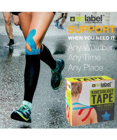 NO LABEL Black Pre-Cut Kinesiology Tape - 5m Roll for Muscle Recovery | Black Sports & Medical Tape | Physio & Muscle Tape | Free PDF Taping Guide - Buy Online on GoSupps.com