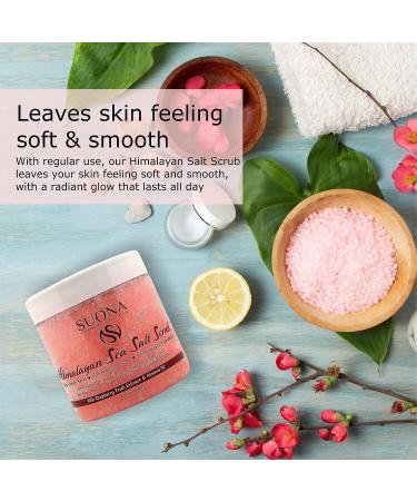 Himalayan Salt Body Scrub with Sweet Almond Oil and Raspberry Extract - Exfoliating and Moisturizing Non-Greasy Formula for Deep Cleansing - 8.8 oz - Buy Online on GoSupps.com