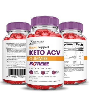Justified Laboratories (2 Pack Rapid Ripped Keto ACV Gummies Extreme 2000MG Rapidripped Keto Gummies Apple Cider Vinegar Formulated with Pomegranate Beet Juice Powder B12 Vegan Non GMO 120 Gummys 60 Count (Pack of 2) - Buy Online on GoSupps.com