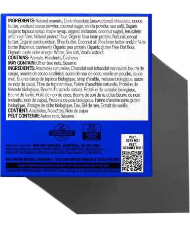 Mid-Day Squares Crunchy Peanut Bars 33g each 2 Packs (24 Squares) | Made with Real Chocolate 6g Plant Protein 4g Fiber Gluten Free Certified Vegan Crunchy Peanut 12 Count (Pack of 2) - Buy Online on GoSupps.com