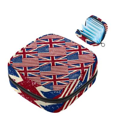 Storage bags for women's bandages ancient American flag portable menstrual pad bag panty lip inlays tampons women's bandages storage holder for women school office multicolored 02