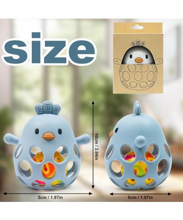 Farout Silicone Baby Bassinet Chicken BPA-Free Bite Ring | Cooling Tooth Aid & Montessori Rattle for Sensory Development | Baby Chewing Toy - Blue - Buy Online on GoSupps.com