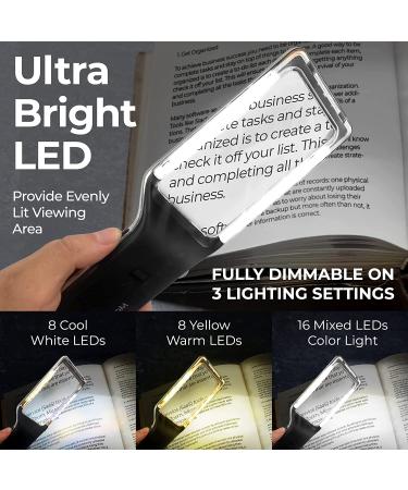 4X Large Magnifying Glass with Anti-Glare LEDs - Ideal for Low Vision Seniors, Macular Degeneration, and Inspection - 3 Lighting Modes - Buy Online on GoSupps.com