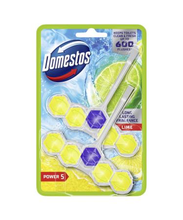 Domestos Power 5 Lime Toilet Rim Blocks toilet freshener with a long-lasting fragrance clean and freshen for up to 300 flushes 2x 50 g