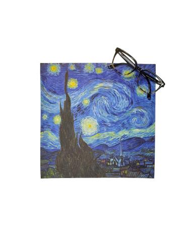 Large 11 x11 Vincent Van Gogh Starry Night Oil Painting Art Premium Quality Microfiber Eyeglass Cleaning Cloth