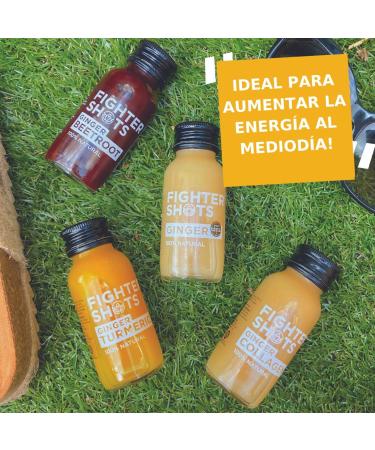 Fighter Shots Mixed Pack (12x60ml)| Ginger Ginger Turmeric Ginger Collagen & Ginger Beetroot | 100% Natural | Perfect Morning/Post Workout Pick Me Up | No Preservatives | Fresh & Fiery Ginger Shots Immunity Mixed Pack - Buy Online on GoSupps.com