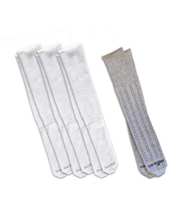 CORE-SPUN BY THERAFIRM SmartKnit & CoreSpun Adult AFO Interface Socks - 4 Pack ((3) White Diamond (Grey/Black) Adult Regular) - Buy Online on GoSupps.com
