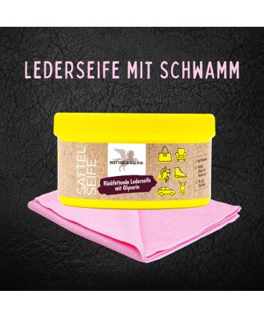 ESNADO Leather Soap with Sponge & Microfiber Cloth - Perfect Cleaner for Smooth Leather Saddles & Motorcycle Gear (250 ml) - International Shipping Available - Buy Online on GoSupps.com