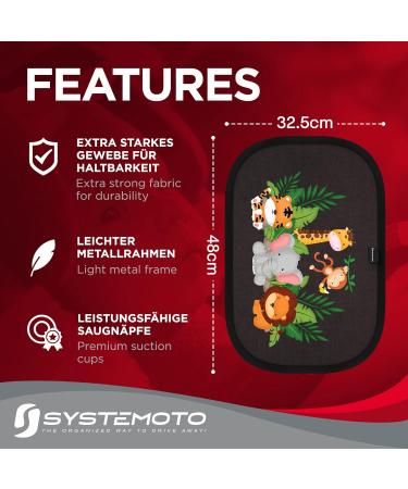Systemoto Car Sun Protection for Babies - UV Protection (2 Set) | Adorable Animal Motifs for Passenger Cars - Buy Online on GoSupps.com