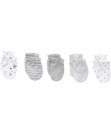 Newborn Baby Hat and Mittens Set - 5pcs Caps and 5 Pairs Gloves for Boys and Girls 0-6 Months | 100% Cotton (Grey) - Buy Online on GoSupps.com