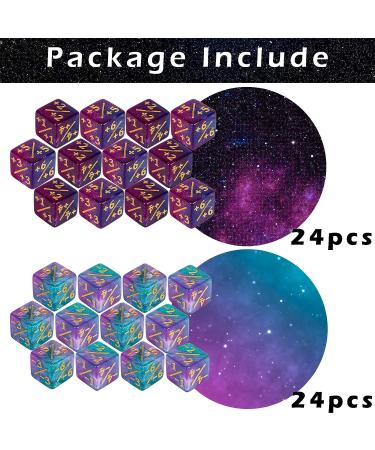 48 PCS Token Dice Counters for MTG Creature Stats Card - Glitter Sparkle Marble Cube D6 Dice - Gaming Accessories in Turquoise&Lilac and Navy&Fuchsia - Buy Online on GoSupps.com