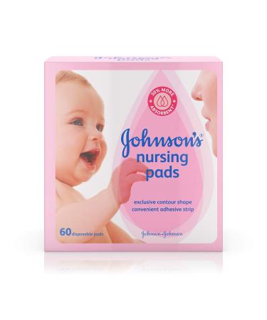 Johnson's Disposable Nursing Pads with Natural Cotton, Super Absorbent, Comfortable, and Breathable, Natural Contour Shape, 60 ct (Pack of 2)