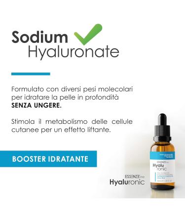 Pure Hyaluronic Acid Face Serum Anti-Wrinkle Plumping Effect with Niacinamide + Provitamin B5 Concentrated Moisturizing Formula Also for Eye Contour | Hyaluronic Essences 30 ml - Buy Online on GoSupps.com