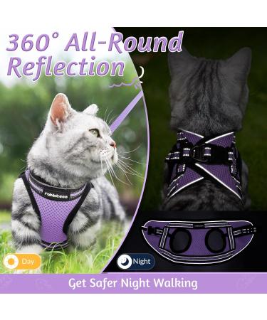 Rabbitgoo Adjustable Cat Dishes & Harness Set - Soft Reflective Stripes for Kittens - Light Purple - International Shipping - Buy Online on GoSupps.com