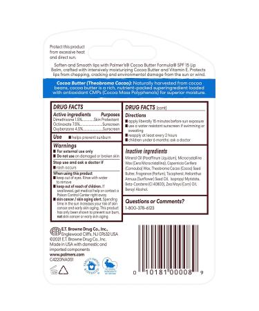 Palmers Coco Butter Lip Balm SPF-15 0.15 oz (Pack of 2) - Hydrating Lip Care - Buy Online on GoSupps.com