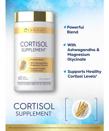 Carlyle Cortisol Supplement | 60 Vegan Capsules | Ashwagandha & Magnesium Complex | Non-GMO Gluten Free - Buy Online on GoSupps.com