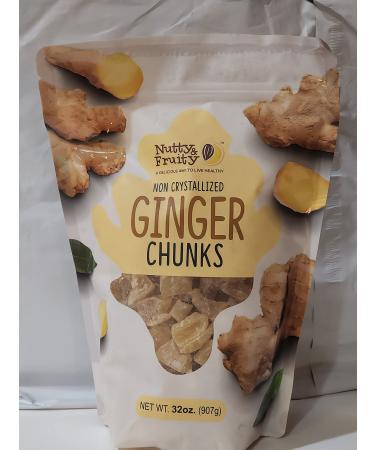 Nutty & Fruity Ginger Chunks Dried Non Crystallized 320z , 2 Pound (Pack of 1)