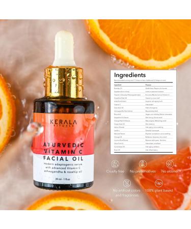Buy Ayurvedic Vitamin C Oil - Skin Brightening Serum with Rosehip & Ashwagandha - Hydrating Non-Greasy Facial Oil - 30ml Luxury Skin Care - Buy Online on GoSupps.com