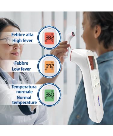 Farmamed Digital Infrared Forehead Thermometer - Non-Contact 3-Color Display Ideal for Newborns Kids & Adults - Fast & Accurate Temperature Measurement for Home & Environment - Buy Online on GoSupps.com