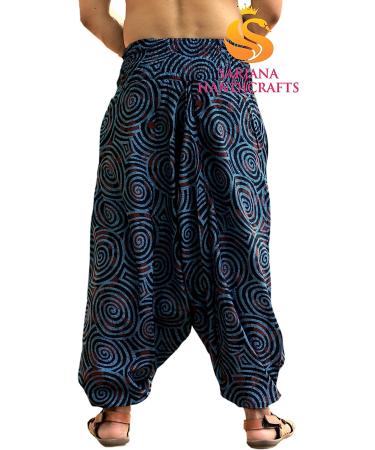 SARJANA HANDICRAFTS Unisex Cotton Harem Pants with Pockets - Hippie Blue Yoga Trousers - Buy Online on GoSupps.com