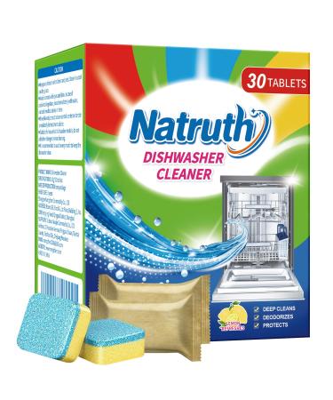 NATRUTH Dishwasher Cleaner And Deodorizer Tablets -30 Pack for Deep Cleaning, Deodorizing & Protecting, Prevents Buildup for Optimal Dishwasher Performance.Heavy Duty And Septic Safe.Clean Dish Washer Machine For Limescale, Hard Water, Calcium, Odor, Smel