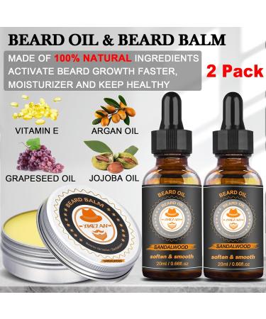 Beard Grooming Kit 2 Pack - Beard Oil, Balm, Brush, Shampoo, Comb, Scissors, Storage Bag, E-Book - Beard Growth Care Gifts for Men - Buy Online on GoSupps.com