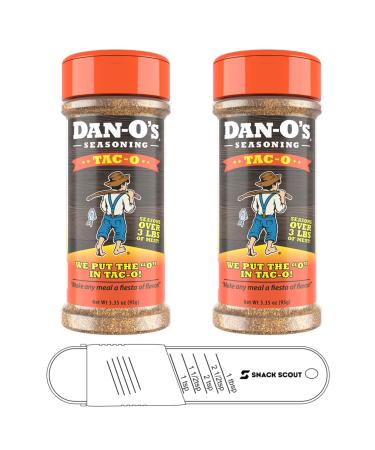Dan-O's Tac-O Seasoning - 3.35oz (Pack of 2) Bundle With Snack Scout Measuring Spoon