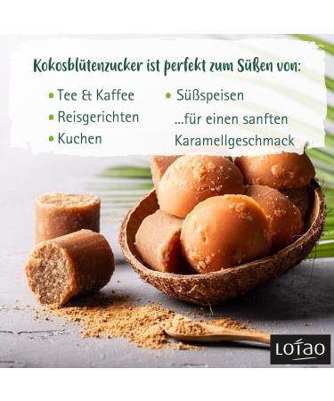 Lotao Coconut Blossom Sugar Bio 250g | Brown Sugar Replacement with Caramel Note | Natural Sweetener for Baking Coffee & Tea | Eco-Friendly Palm Sugar - Buy Online on GoSupps.com