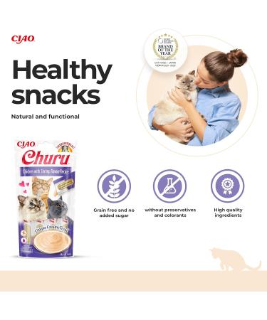 Ciao Churu Sticks by INABA Cat Treat - Chicken & Shrimp Flavour (4 x 14g) / Soft & Creamy Cat Treat Delicious & Healthy Snack Pur e Food Topper Pill Assist Natural Grain Free Chicken & Shrimp 14 g (Pack of 4) - Buy Online on GoSupps.com