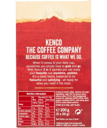 Kenco 3 in 1 Smooth White Instant Coffee with Sugar Sachets 5x20g (Pack of 14 Total 35 Sachets 700g) - Buy Online on GoSupps.com