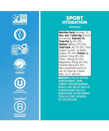Nuun Sport Electrolyte Drink Tablets - Tropical Flavor 10 Count (Pack of 4) | Hydration & Energy Boost | International Shipping Available - Buy Online on GoSupps.com