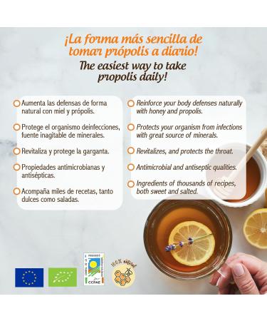 Honey with organic propolis x 400 gr. Propolis with floral aroma. Bee honey with a thousand flowers with propolis that improves defenses and has protective properties. - Buy Online on GoSupps.com