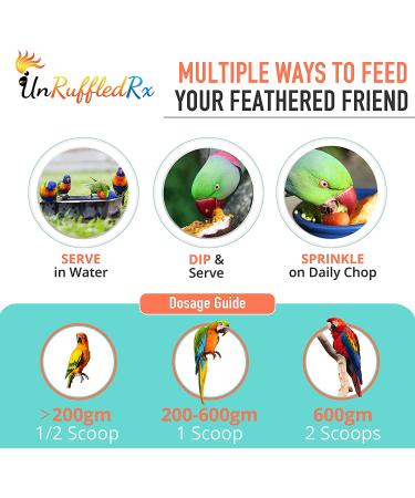 UnRuffledRx FeatherUp! Bird Multivitamin with Biotin - 90 gm - 240 Servings - Buy Online on GoSupps.com