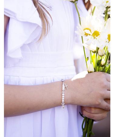 Baptism to Bride Cross Bracelet for Girls | Sterling Silver & Pearls - Buy Online on GoSupps.com