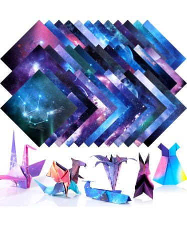 150 Sheets Double Sided Origami Paper Kit 6 x 6 Inch Beautiful Sky Scrapbook Paper Galaxy Outer Space Star Pattern Paper Easy Folding for Arts Crafts School Kids Teachers, 36 Designs (Vivid Style)