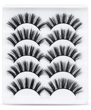 URAQT False Eyelashes 5 Pairs 3D Artificial Eyelashes Natural Long Eyelashes Set Thick 3d Lashes Reusable Black (3D-47)