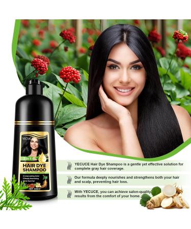  Uocasi Dye Shampoo For White Hair Instant Dye Shampoo For Men And Women - Natural And Durable Hair Care Shampoo Plant Dye 3 In 1-500 ML Black - Buy Online on GoSupps.com