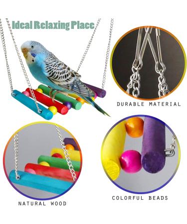 Bird Parakeet Cockatiel Toy Set - 19 Pcs Bird Cage Swing, Hammock, Chewing Toys & Wooden Perches for Conures, Love Birds, Finches, Budgies - Buy Online on GoSupps.com