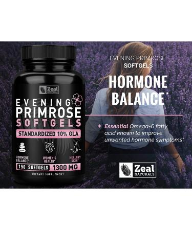 Premium Evening Primrose Oil Capsules - 1300mg, 150 Softgels - Natural Hormone Support for Women - Cold Pressed with 10% GLA - Buy Online on GoSupps.com