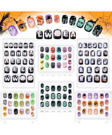 128 pieces Halloween Artificial nails Children Fingern Fingernails Ebanku Kinder Art Nail Press On Nails Totenkopf Spider Spider Pumpkin spirit Pattern Art Nails for Girls Children Nail Art Decoration - Buy Online on GoSupps.com