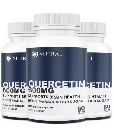 New HIGHEST POTENCY 1200mg QUERCETIN Capsules (2 x 600mg capsules) per serving Powerful Antioxidant Properties and Reduce Inflammation. Immune Health and Allergy Relief. Helps regulate Blood sugar levels Supplement for Women and Men Non-GMO Vegan Gluten F