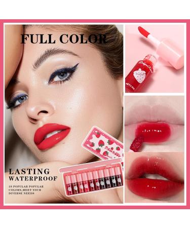 10 Colors Korean Lip Tint Stain Set - Moisturizing Velvet Mini Liquid Lipstick for Lips & Cheeks | Long-Lasting Waterproof Non-Stick | International Shipping - Buy Online on GoSupps.com