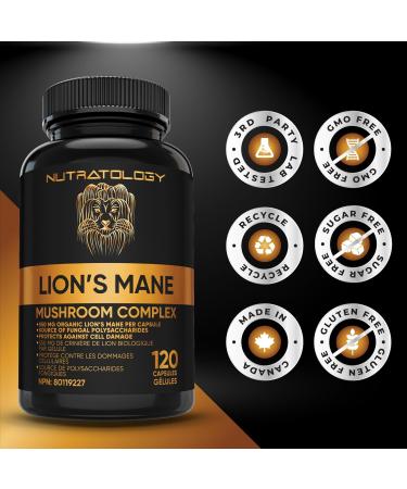 Organic Lion's Mane Mushroom Capsules - Nootropic Mushroom Supplements Formulated With 40% Polysaccharides & 20% Beta-Glucan! Immunomodulating Properties & A Potent Source Of Antioxidants. Supports Memory Cognition & Brain Health - 120 Capsules 120 count  - Buy Online on GoSupps.com
