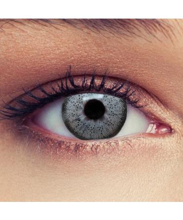 Design lens gray contact lenses without strength 1 pair (2 hours) Colored monthly lenses for a natural effect suitable for dark eyes + free container "Natural Gray" 0.00 Without strength