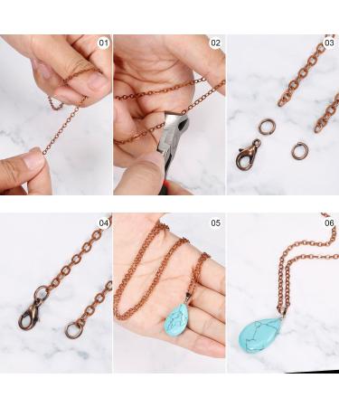 TecUnite Antique Red Copper Chain Necklace Kit - 33ft with Jump Rings & Clasps for DIY Jewelry Making - 2.5mm - Buy Online on GoSupps.com