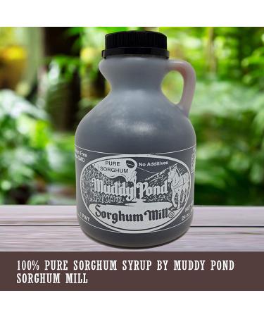 Muddy Pond Pure Sorghum Syrup 16 Fl Oz - 100% Natural Sweetener - 1 Pint Bottle - Buy Online on GoSupps.com