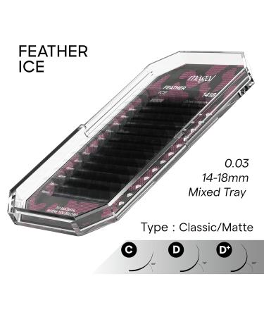 FEATHER ICE 1418 Matte Dark Lash Extensions - Professional 0.03 C/D Curl 14-18mm Mix Extra Volume Individual Lash Tray - Buy Online on GoSupps.com