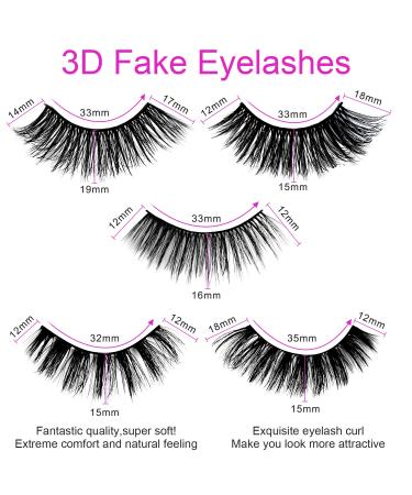 Uraqt 3D False Eyelashes Set - 5 Pairs Handmade Natural Reusable Fake Lashes for Work Dating & Party - Buy Online on GoSupps.com
